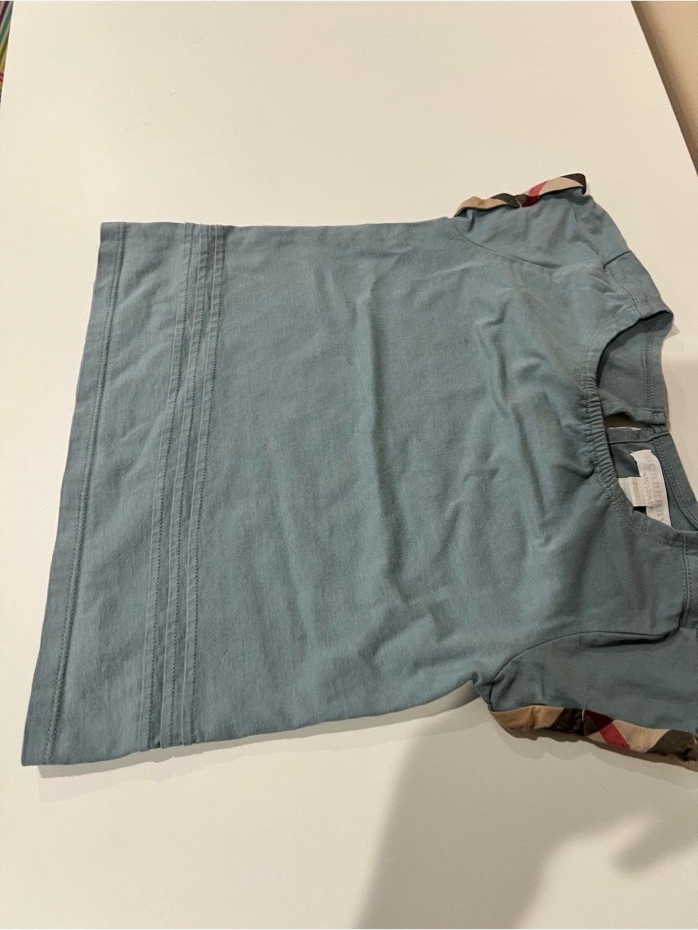 Burberry Girls Light Blue Nova Check Trim Cotton Dress Size 2Y Toddler